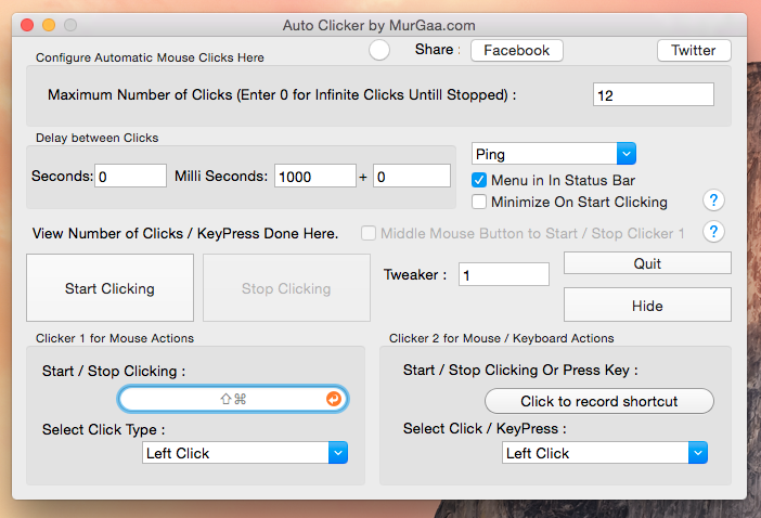 Main Screen of Mac Clicker for Apple Macintosh