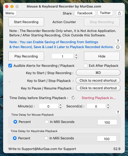Main Screen of Macro Recorder for Macintosh